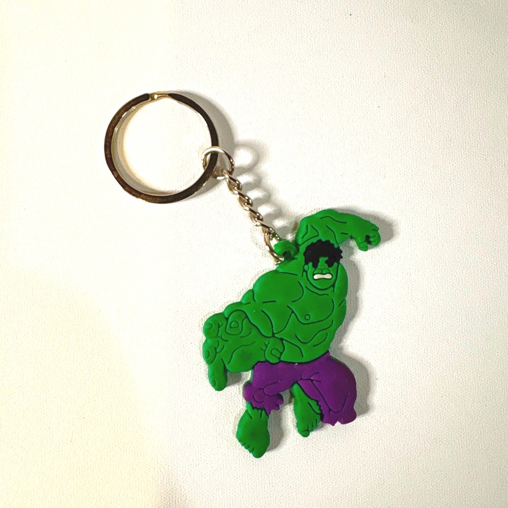 Marvel Avengers Incredible Hulk Rubber Keychain Green Purple Superhero Charm